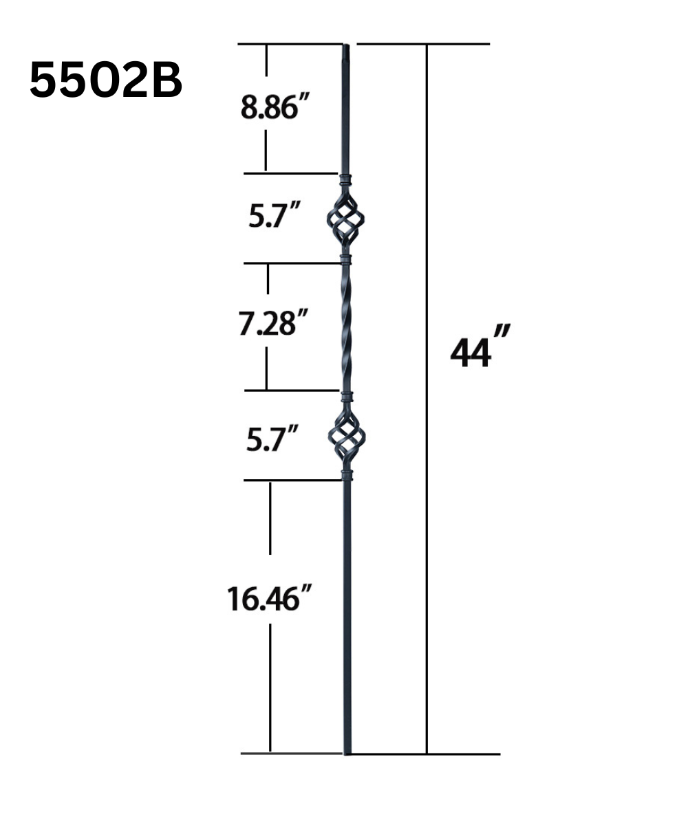 Double Basket Metal Baluster 5502B (1/2" x 44")