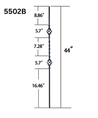 Double Basket Metal Baluster 5502B (1/2" x 44")