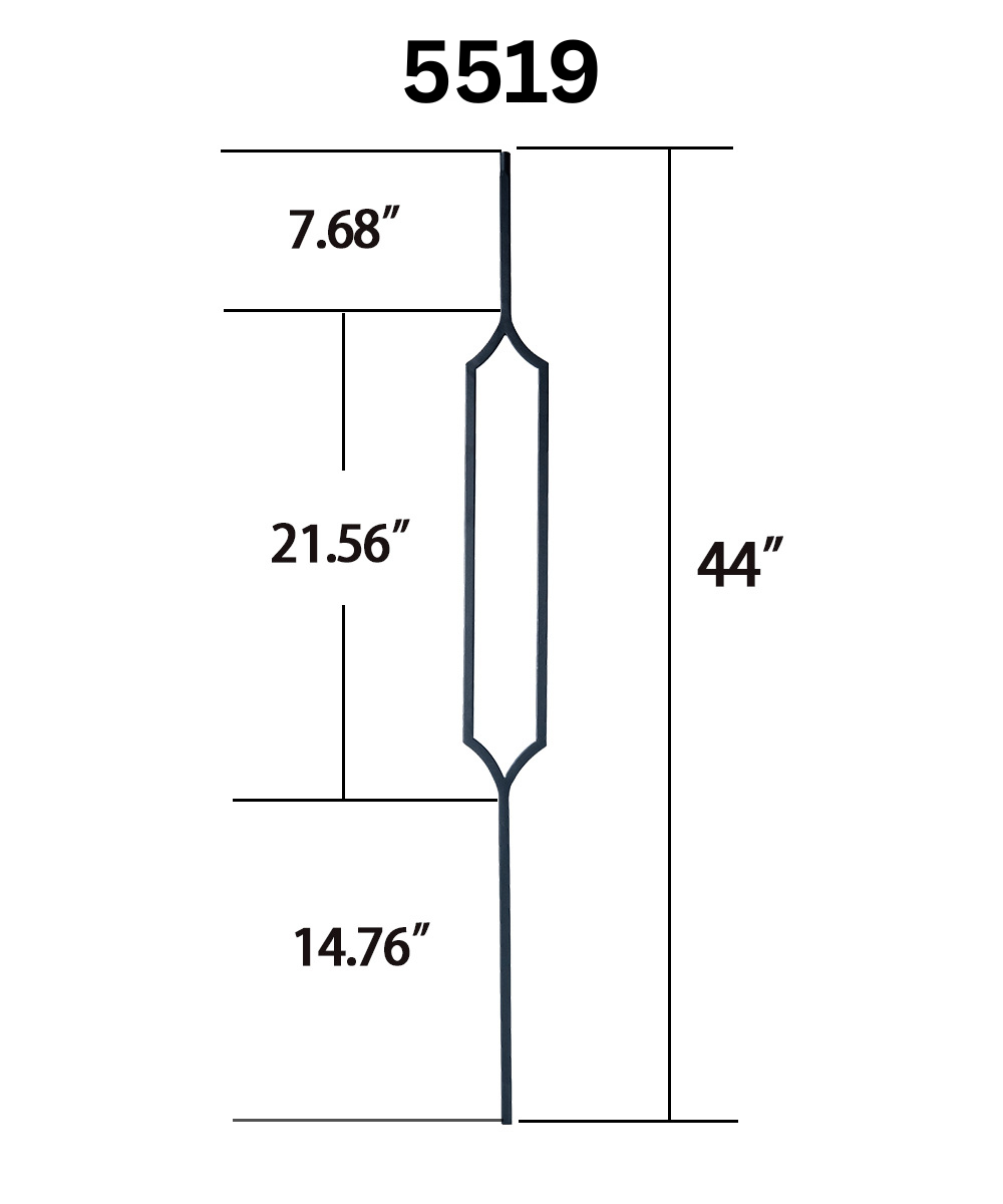Peaked Hexagon Metal Baluster 5519 (1/2" x 44")