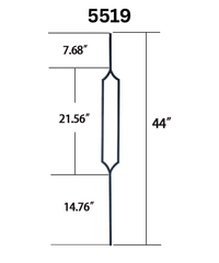 Peaked Hexagon Metal Baluster 5519 (1/2" x 44")