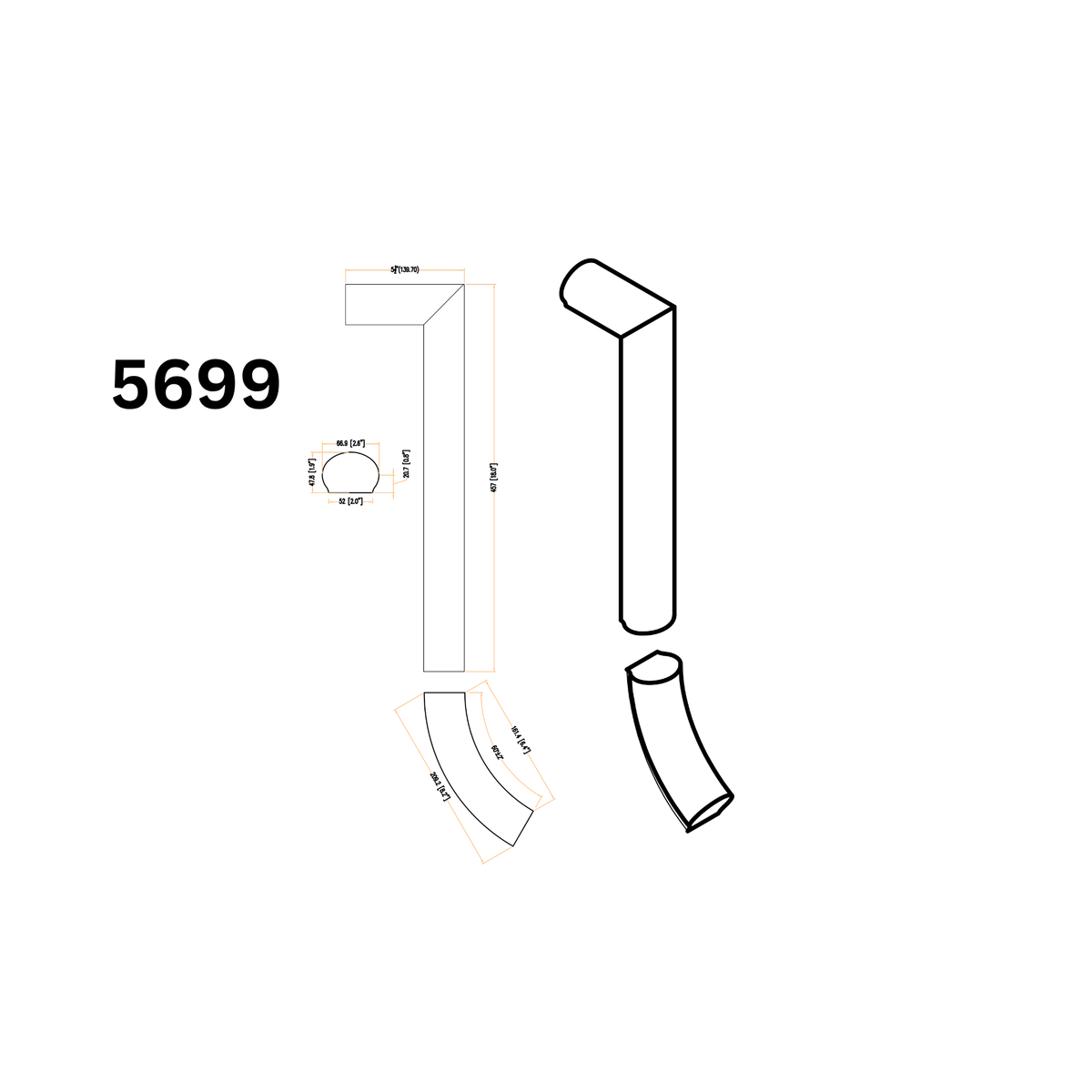 Gooseneck Riser System 5699 Straight 2 Riser Gooseneck – Singh Stair Parts
