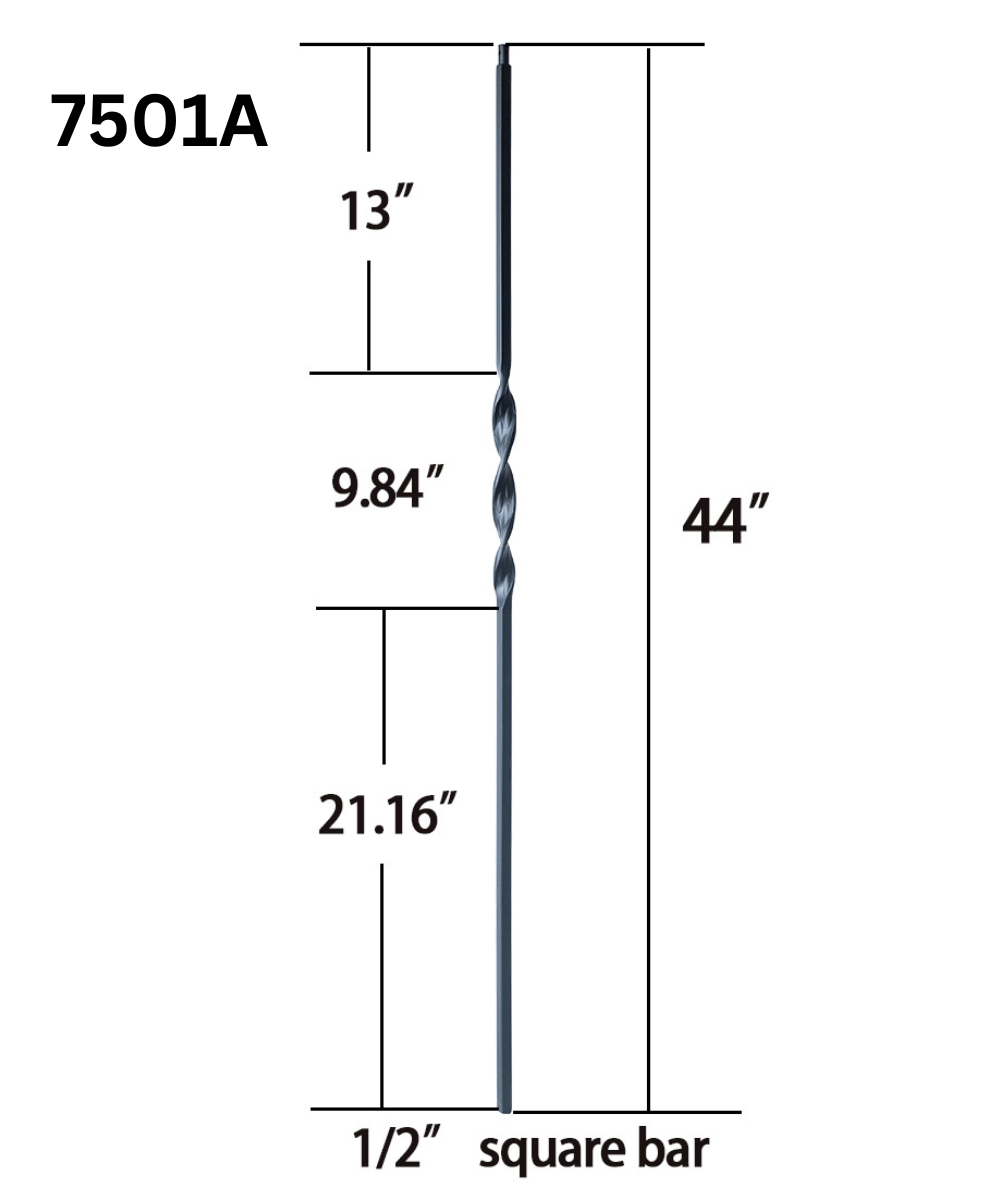 Single Ribbon Metal Baluster 7501A (1/2" x 44")