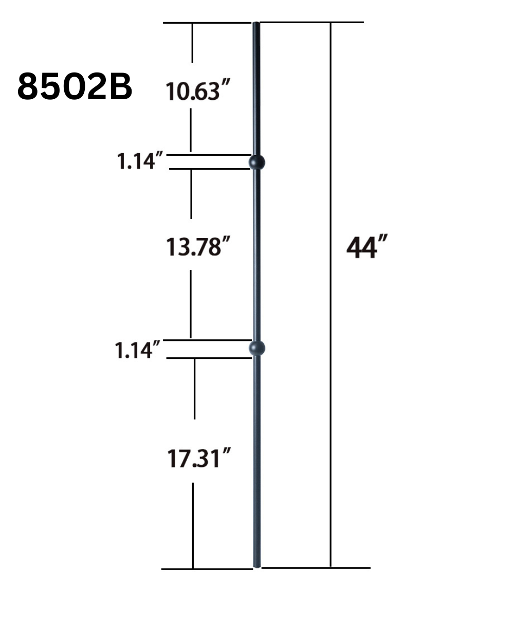 Double Ball Black Round Bar 8502B (5/8" x 44")