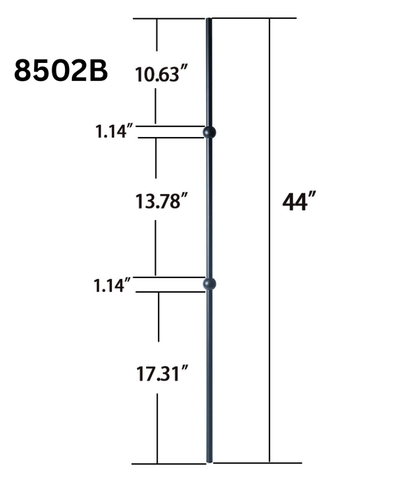 Double Ball Grey Round Bar 8503B (5/8" x 44")
